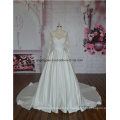 Spitze Satin Hochzeit Brautkleid lange Spitze Ärmel Kleid